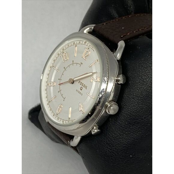 Fossil FTW1200 Women's Brown Leather Silver Analog Dial Hybrid Smartwatch CM627 - Picture 4 of 12